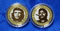 Сувенирные монеты 10 рублей "Эрнесто Че Гевара"  (2 штуки - цветная эмаль + гравировка, частная работа)
