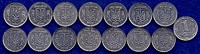 Набор монет 1 копейка 1992-2012гг (14шт)