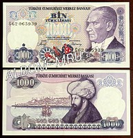 Турция 1000 лир 1986г. Мустафа Кемаль Ататюрк. UNC