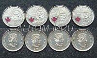Набор монет Канада цветные «Война 1812 года»(4 монеты)  UNC