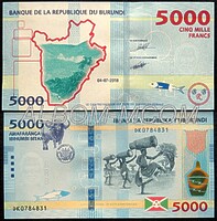 Бурунди 5000 франков 2018г. UNC. Пресс