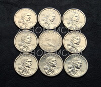   США 1 доллар 2000-2008 год. Парящий орел, Сакагавея. Набор 9 монет. Двор D.UNC. 