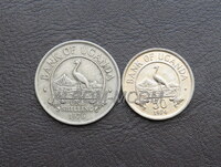 Уганда набор 2 монеты 1974-1976 год.  XF- UNC
