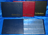 Кляссер ПВХ (250х155 мм) на 72 ячейки (цвет: синий, бордо, чёрный; 12 ячеек 45х45мм на листе) 6 листов