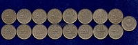 Набор монет 20 копеек 1961-1991гг (17шт)