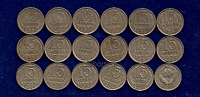 Набор монет 15 копеек 1961-1991гг (18шт, включая 91г - М и Л)