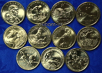 Набор США 1 доллар Сакагавея-Коренные Американцы  2009-2021г. (12 шт)