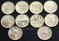 Набор монет Перу 1 соль 2017 - 2019г серии «Вымирающая дикая природа Перу» (10шт) UNC
