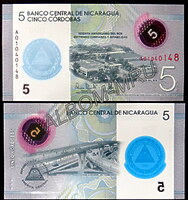 Никарагуа 5 кордоба 2019г. (2020) 60 лет Центральному банку. UNC. Полимер