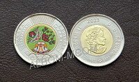 Канада 2 доллара 2023 год.  День коренных жителей Канады. (2 монеты цветная + простая). UNC