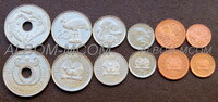 Папуа - Новая Гвинея  набор 6 монет. 1,2,5,10 20 тойя, 1 кина 2001-2006г. UNC