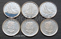 Канада 2021г. 10 центов набор из 3-х монет. 100 лет паруснику Блюноз. UNC