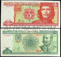 Куба 3 и 5 песо. UNC. Пресс.