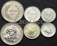Турция набор 3 монеты 2002г. Фауна; поэт Юнус Эмре. UNC