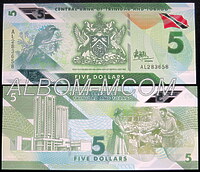 Тринидад и Тобаго 5 долларов 2020г (2021)г. Полимер. Пресс. UNC.